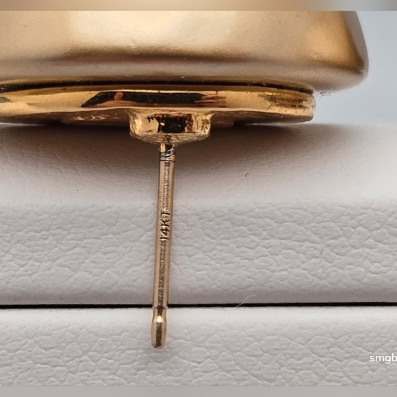 Vintage Carolee Gold Tone Button Dome Stud Earrings 80s 90s w/14K Posts - Picture 6 of 9